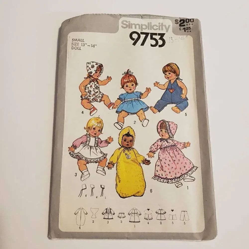 Lot of Two Vintage Simplicity Doll Sewing Patterns